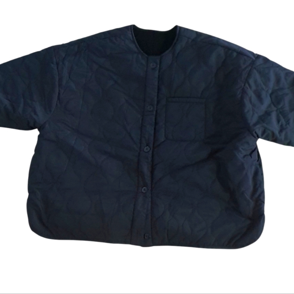Reversible fleece sherpa-lined button-down quilted jacket